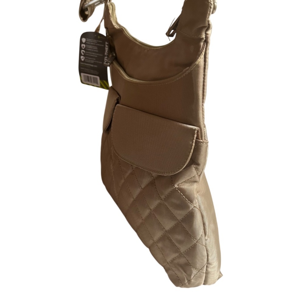 Travelon Anti- Theft RFID Blocking Crossbody Unisex Bag in Tan - Picture 4 of 14